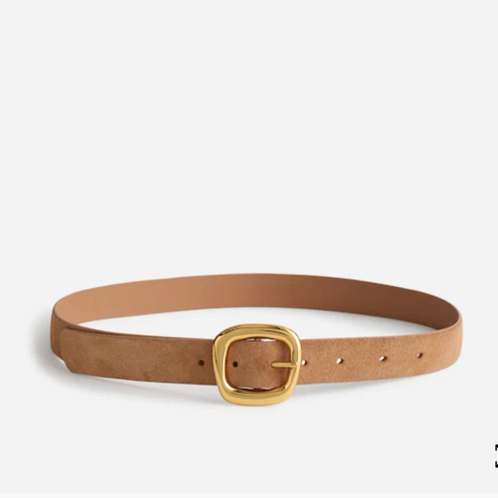 Madewell Tan Leather Belt with Gold Buckle